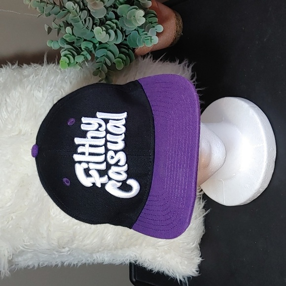 Filthy Casual Unisex Black & Purple Baseball Trucker Snap Back Cap - Picture 1 of 9